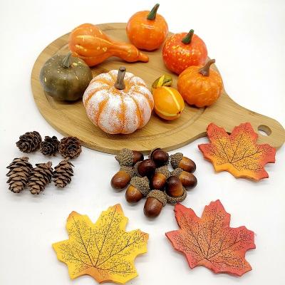 China Durable Autumn Foam Yellow Artificial Maple Pumpkin Hazelnut Jack-O-Lantern Ornaments For Halloween Harvest Festival Party Decoration for sale