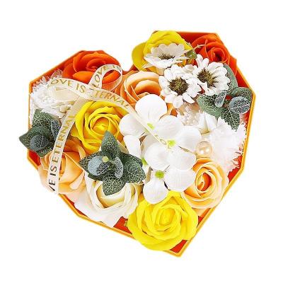 China Best Gift For One Loved One Scented Soap Rose Of Heart Shape Ribbon Artificial Flower In PVC Gift Box For Valentine Mother's Day Marriage Proposal for sale