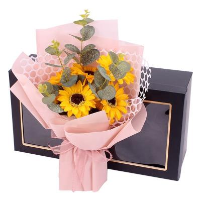 China Best Gift for a 7 Loved Scented Artificial Eucalyptus Flower Soap Sunflower Bouquet Gift Box for Valentine Proposal Wedding Mother's Day Decoration for sale