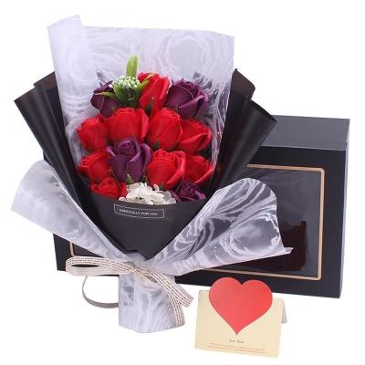 China Best Gift For One Loved One Rose Gift 13Pcs Artificial Flower Soap Roses Bouquet Gift Box For Proposal Valentine Mother's Day Christmas for sale