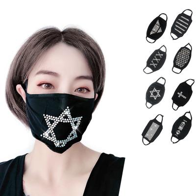 China Anti-Dust 2020 Hot Selling Designed Face Maskes Cloth Face Maskes Reusable Anti Dust Black Rhinestone Face Maskes Washable Women for sale