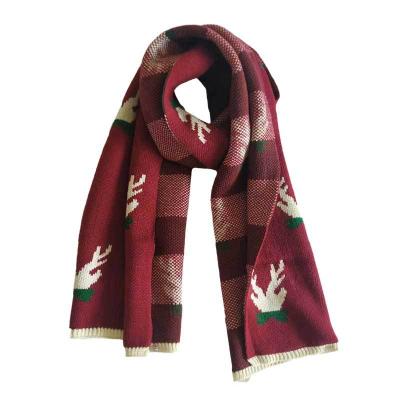 China 2021 New Style Winter Christmas Red Soft Female Student Christmas Scarf Warm Cute Thickening Thermal Knitting Woolen Scarf Sunshade Decoration for sale