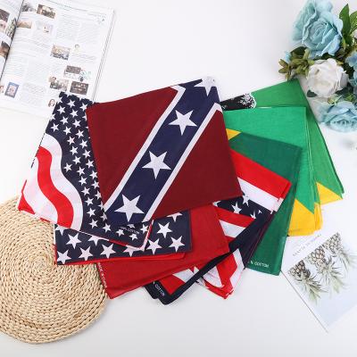 China Hot Factory Supply European American Hip Hop Square Scarf Umbrella Decoration And Handkerchief In The Current Wholesale Cotton Printed Flag Scarf for sale