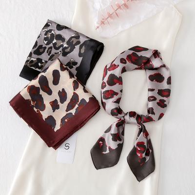 China Hot best-selling sunshade decoration in Europe and America Sun protection scarf style silk scarf British vintage leopard print satin for sale