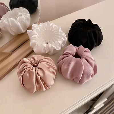 China British Hair Band Scrunchies Bird's Nest Satin Style Ponytail Hair Claw Headdress Female Scrunchies for sale