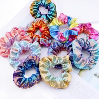 China STYLE PUNK Amazone 10-Color bronzing elastic scrunchies gradient color large hair scrunchies for sale