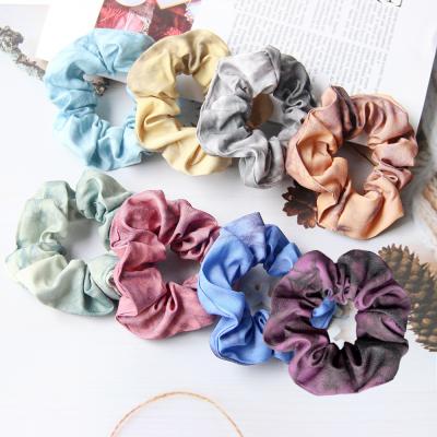 China New British style denim border fabric dyed tying scrunchies women's headband factory wholesale 7 colors for sale