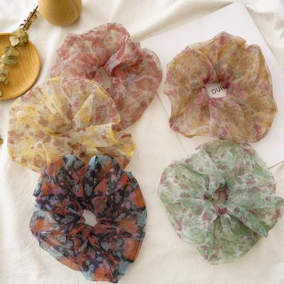 China Organza Hair Scrunchies Super Thin Summer Classic Bohemian Women's Boho Floral Style Trendy Small for sale