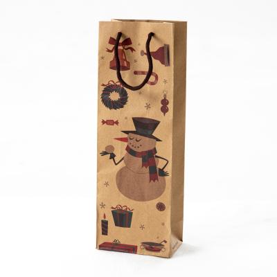 China Recyclable hot sale wine gift lechristmas custom kraft paper bag manufacturer for sale