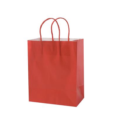 China Recyclable Red Boutique Shopping Bags Classic Kraft Clothing Custom Kraft Paper Bag for sale