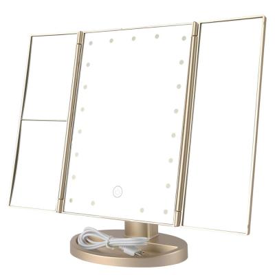 China New Design Desktop Mirror Folding Mounted Gold Mirror Desktop Mirror Table Free Standing Mirror for sale