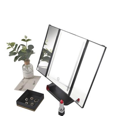 China Foldable Desktop Mirror Simple Design Stand Up Tabletop Makeup Cosmetic Mirrors With Stand for sale