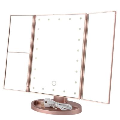 China Travel Makeup Mirror Design Touch Screen Adjustable Lighted Square Vanity Mirror for sale