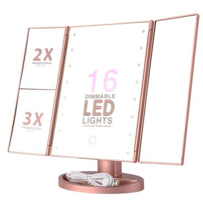 China 2019 Hot Selling LED Desktop Mirror Lights Touch Screen Makeup Mirror Cosmetic Dressing Table Mirror With Light for sale