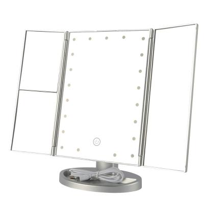 China 16 LED Lights Lighted Portable Adjustable Magnifying Mirror Touch Screen Makeup Mirror Table Top Cosmetic Mirror for sale