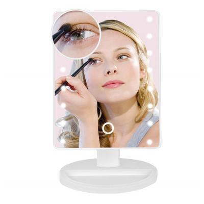 China Touch Switch Vanity Mirror with Lights Touch Screen 16 Led Lighted Makeup Mirror with 4 AA Battery 180 Degree Removable Large Size Rotation for sale