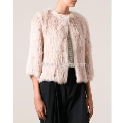 China YR318 New Winter Anti-wrinkle Real Rabbit Fur Jacket Women Knitted Genuine Real Fur Coat Wholesale Price for sale