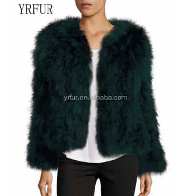 China Breathable Fashionable Cheap Super Quality Turkey Feather Jacket Women YR307 for sale