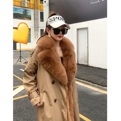 China YR1182 Detachable Coating Fox Fur And Rex Rabbit Genuine Fur Anti Shrink Scratching Parka for sale