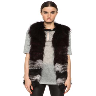 China YR890 Blue Real Fox Fur Vest Breathable Women Smudge Vest New Fashion Real Fox Fur Vest for sale