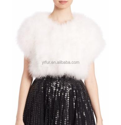 China YR219 Breathable Short Sleeve Turkey Feather Fur Shrug / Plush Shrug For Bridal for sale