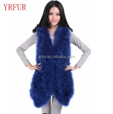 China Turkey Cheap Breathable Classic Sleeveless Real Feather Girl Jacket Style Long Price YR268 Vest for sale