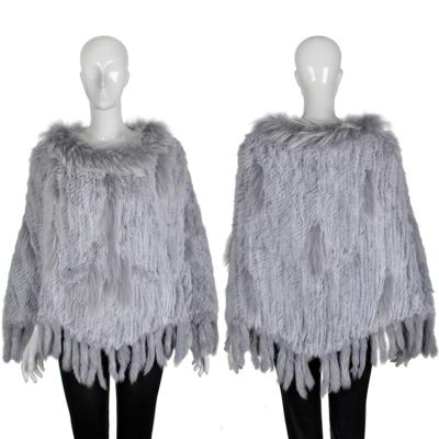 China YRC946 Women's Winter Shawl Rabbit Anti-Shrink Good Quality Real Fur Knitted Shawl for sale