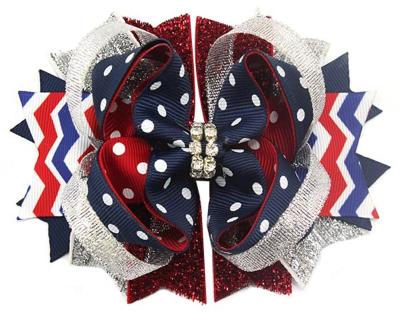 China Bright All Colors NO101-NO120 American Girl Hair Bows Red Blue Rhinestones Hair Bows Cap 4th of July Hair Accessories for sale