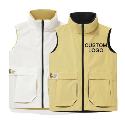 China Anti-wrinkle Wholesale High Quality Cotton Utility Vests with Pockets Cargo Coat Plain Custom Men Waistcoat for sale