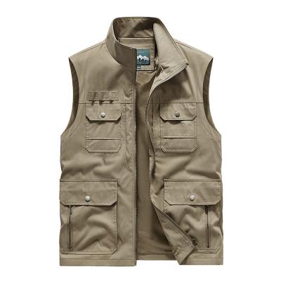 China Anti-wrinkle Custom Designs Newest Hot Sales Outdoor Men's Multi Pocket Cotton Fishing Photography Jacket Vest for sale