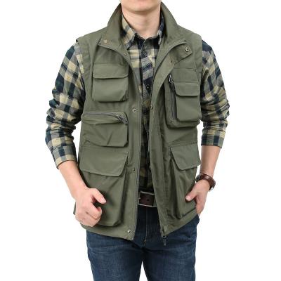 China Anti-wrinkle Men's Multi Pockets Cargo Vest Waistcoat Fishing Vest Jacket for Climbing Hiking Photography Hooking Jurnalist Volunteer Vest for sale