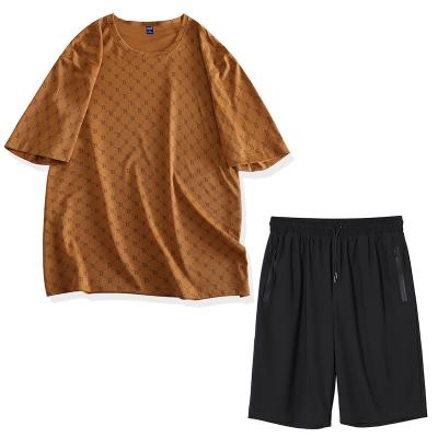 China QUICK DRY Wholesale Summer New Men Casual Shorts Sets Short Sleeve T Shirt Shorts Solid Tracksuit Set Men's Brand Clothing 2 Pieces Sets for sale