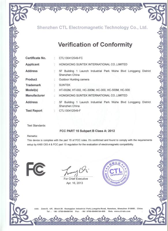 FCC - HongKong Suntek International Co., Ltd.,