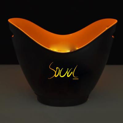 China Customized Viable Colorful LED Logo Light Gradient Ice Bucket Bar Wine Bowl Water Entertainment Glass Wine Bottle Holder Stand for sale