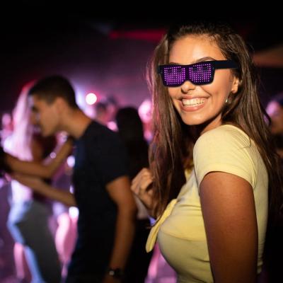 China ABS Blue Tooth APP Connect LED Display USB Rechargeable DIY Smart Glasses Funky Glasses For Party Club DJ Text Graffiti Animation for sale