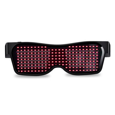 China ABS App Control Customized Languages ​​HOT Blue USB Eyewear Party Light Flashing Sunglasses Tooth LED Party Filling Flashing Glasses for sale