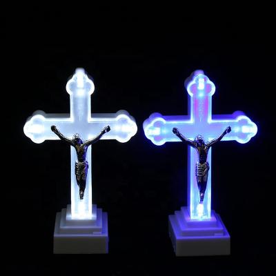 China Europe Hot Selling Europe Church Lighting Religious Jesus Cross Souvenir Flashing Gift Light Flameless Igniting LED for sale