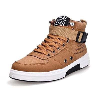 China Fashion Autumn Winter Low Price Buckle Anti-smell Anti-smell High Top Sneakers Denim Canvas Men's Casual Shoes for sale