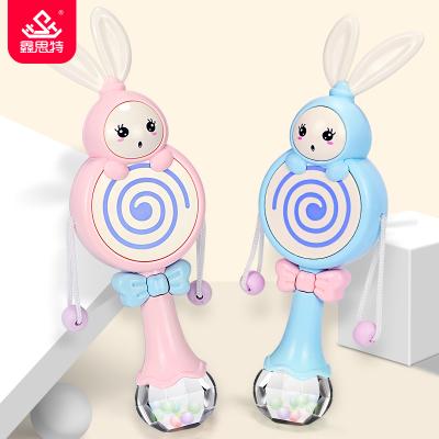 China Baby Toy XST Bunny Ear Teether Rattle Rattle Plastic Stick Stick Drum Rattle Toys Musical Light Soft Musical Pop Maker Drum for sale