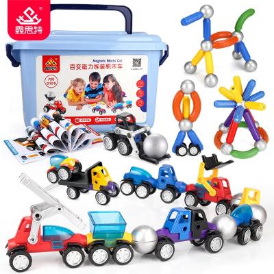 China 65pcs/set Brick XST 65pcs/set DIY Building Building Blocks Educational Magnetic Car Toys 3D Bricks Magnetic Ball Toys For Children for sale