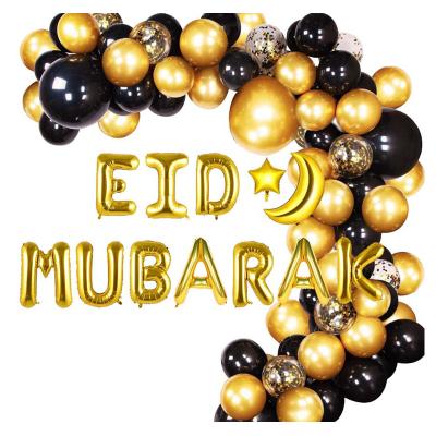 China Metallic Balloon Garland Arch Set Eid Mubarak Confetti Latex Party Decoration Balloon Supplies Eid Ramadan Mubarak Party Decoration Gold Black Theme Chrome for sale