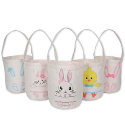 China Easter Party Egg Chasing Game Bag Party Game Decoration Sublimation Bunny Rabbit Printing Easter Egg Bags Burlap Easter Bunny Bucket for sale