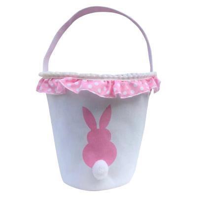 China Easter Party Egg Chasing Game Decoration Easter Party Supplies Rabbit Wholesale Candy Gift Bucket Canvas Kids Easter Sweets Eggs Bag for sale