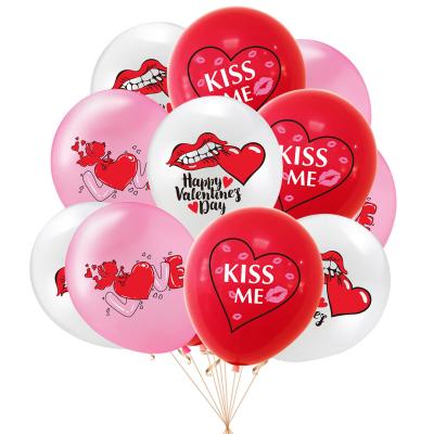 China Wedding Party Decoration Wedding Valentine's Day Party Decoration Red Pink White Lips Kiss Me Happy Love Valentine's Day 12 Inch Latex Balloon for sale