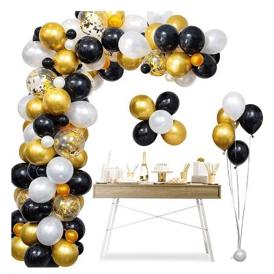 China Black Gold Color Metal Confetti Latex Balloons Arch Set Wedding Decoration Garland Kit Wedding Party Decoration for sale