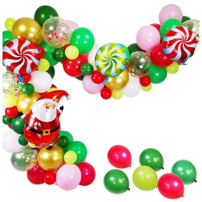 China Christmas Party Red Green DIY Decoration Assemble Foil Lollipop Latex Confetti Balloon Set Christmas Balloon Garland Arch Kit For Xmas Party for sale