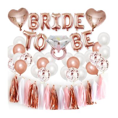 China Bride To Be Bridal Shower Party Decoration Rose Gold Bride To Be Wedding Party Foil Tassel Decoration Confetti Latex Letter Balloons Set for sale