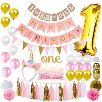 China 1st birthday party backdrop balloon kit i am the one theme party baby 1st birthday cake topper decoration supplies happy birthday balloon set for indoor party props decor for sale