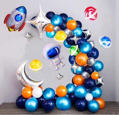 China Astronaut Rocket Balloon Garland Arch Outer Space Theme Party Backdrop Decoration Happy Birthday Kit Outer Space Theme Party Backdrop Decoration for sale