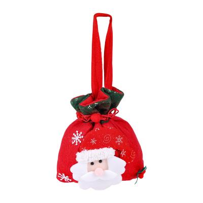 China Red Woven Christmas Drawstring Candy Bag Cotton Fabric Christmas Tree Decoration Gift Candy Bag For Present Storage Christmas Tree Decoration Elk Snowman Bear sewed the bag for sale